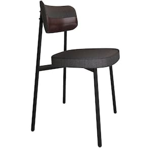 Cadeira Estofada Para Sala De Jantar Astrid Preto C01 Linho Preto Courino Café - Lyam Decor