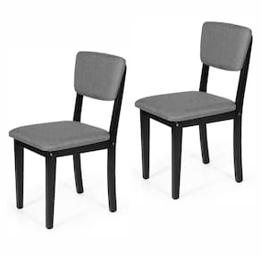 Conjunto 2 Cadeiras De Jantar Estofada Em Madeira Maciça Ella Preto/cinza Escuro