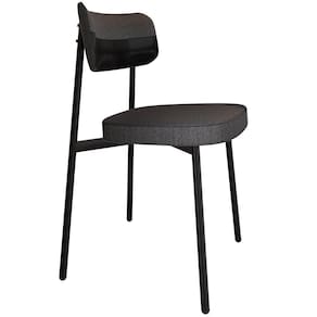 Cadeira Estofada Para Sala De Jantar Astrid Preto C01 Linho Preto Courino Preto - Lyam Decor