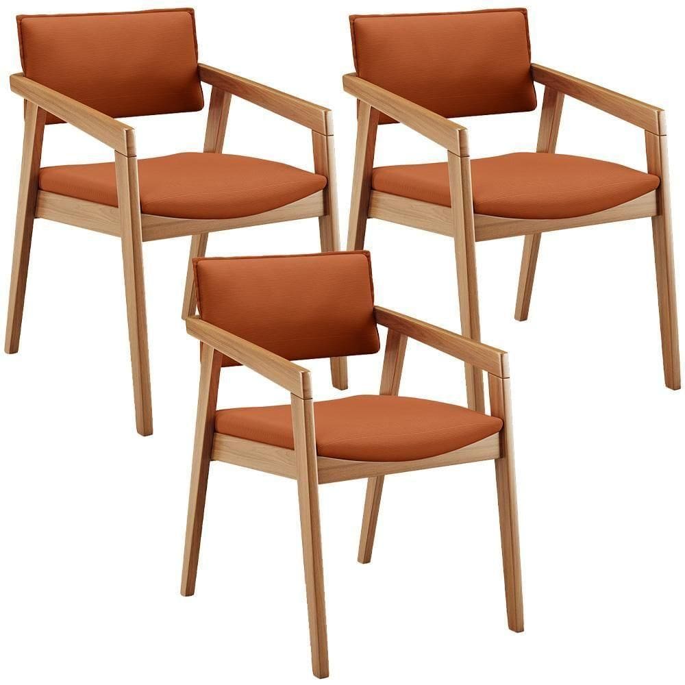Kit 03 Cadeiras De Jantar Estar Living Giorgia L02 Tecido Terracota