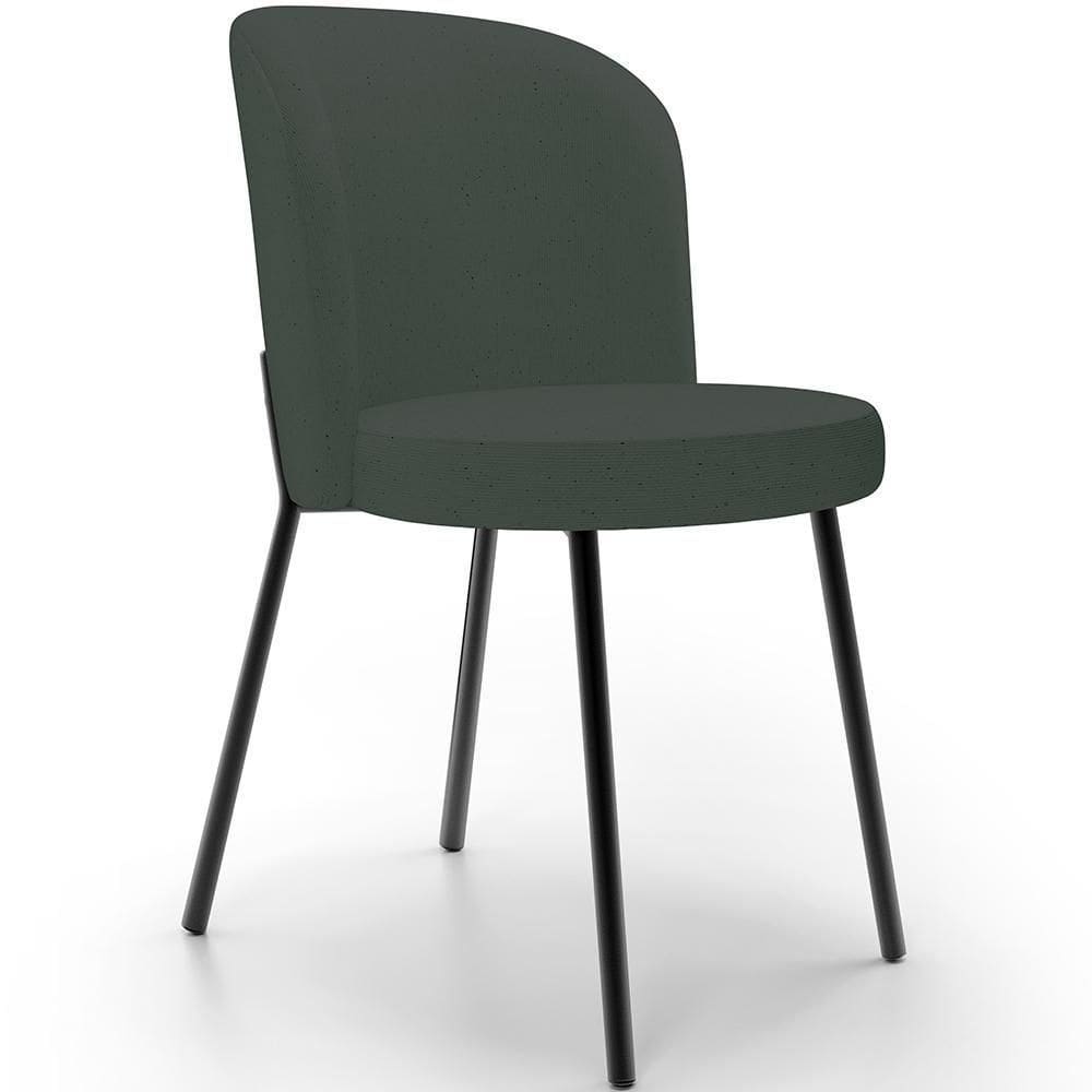 Cadeira Para Sala De Jantar Cozinha Estofada Gavi L02 Linho Verde Musgo - Lyam Decor