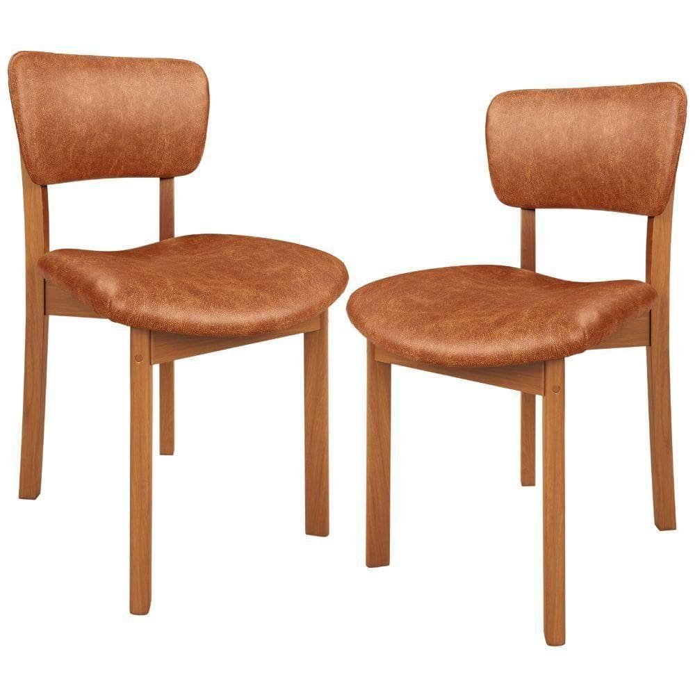 Kit 02 Cadeiras Para Sala De Jantar Cozinha Living Estofada Dara L02 Couríssimo Camel - Lyam Decor