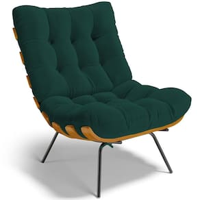 Poltrona Decorativa Costela L02 Bouclê Verde - Lyam Decor