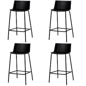 Kit 4 Banquetas Ipanema Média Fratini 86,50 Cm (altura) Em Poliuretano (pu) Base Em Aço Preto