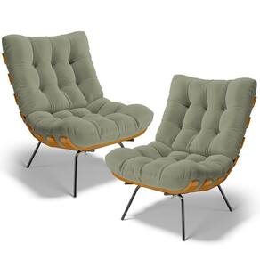 Kit 2 Poltronas Decorativas Costela L02 Bouclê Oliva - Lyam Decor