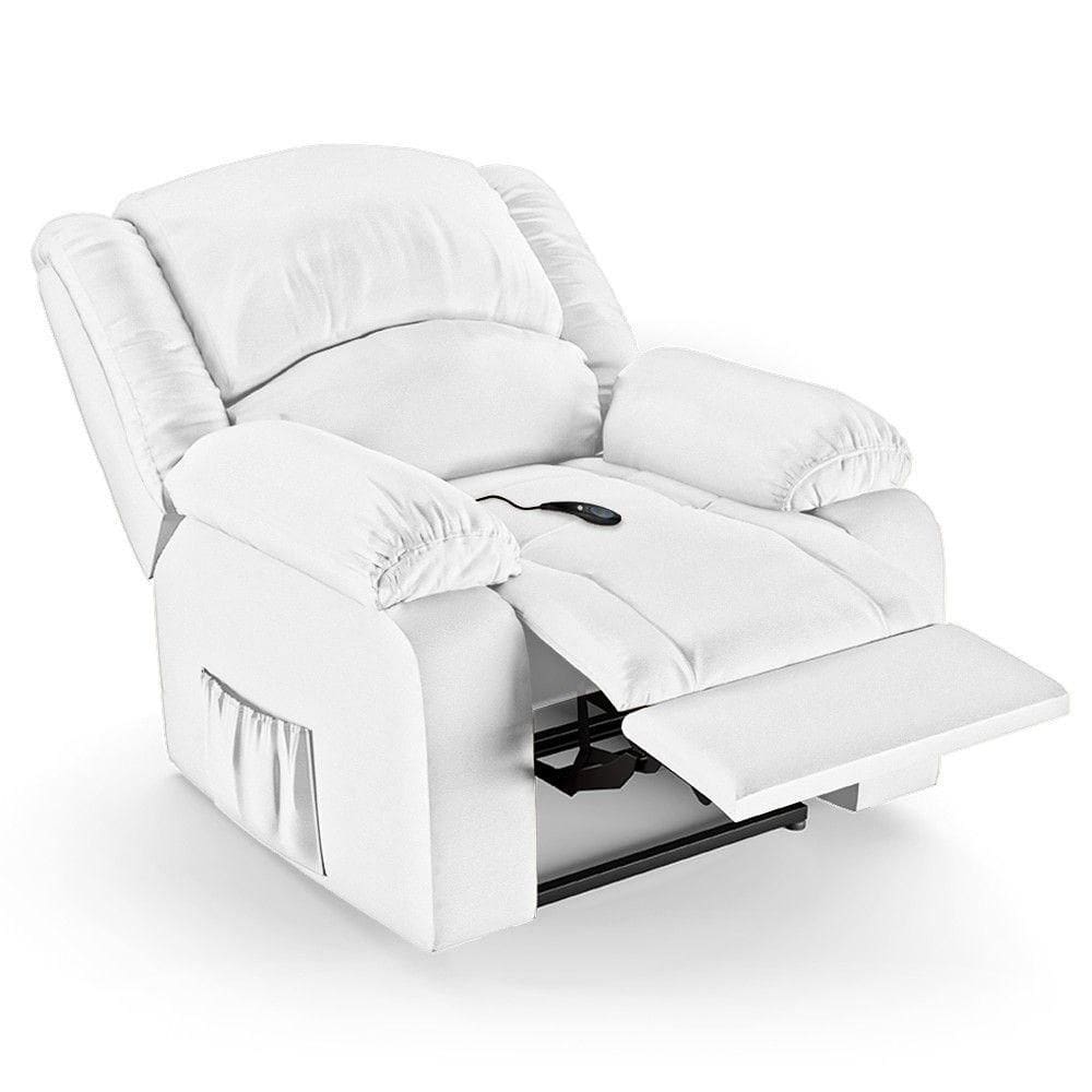 Poltrona Do Papai Reclinável Pietra Controle Power Elétrico Usb Fh9 Pu Branco - Mpozenato