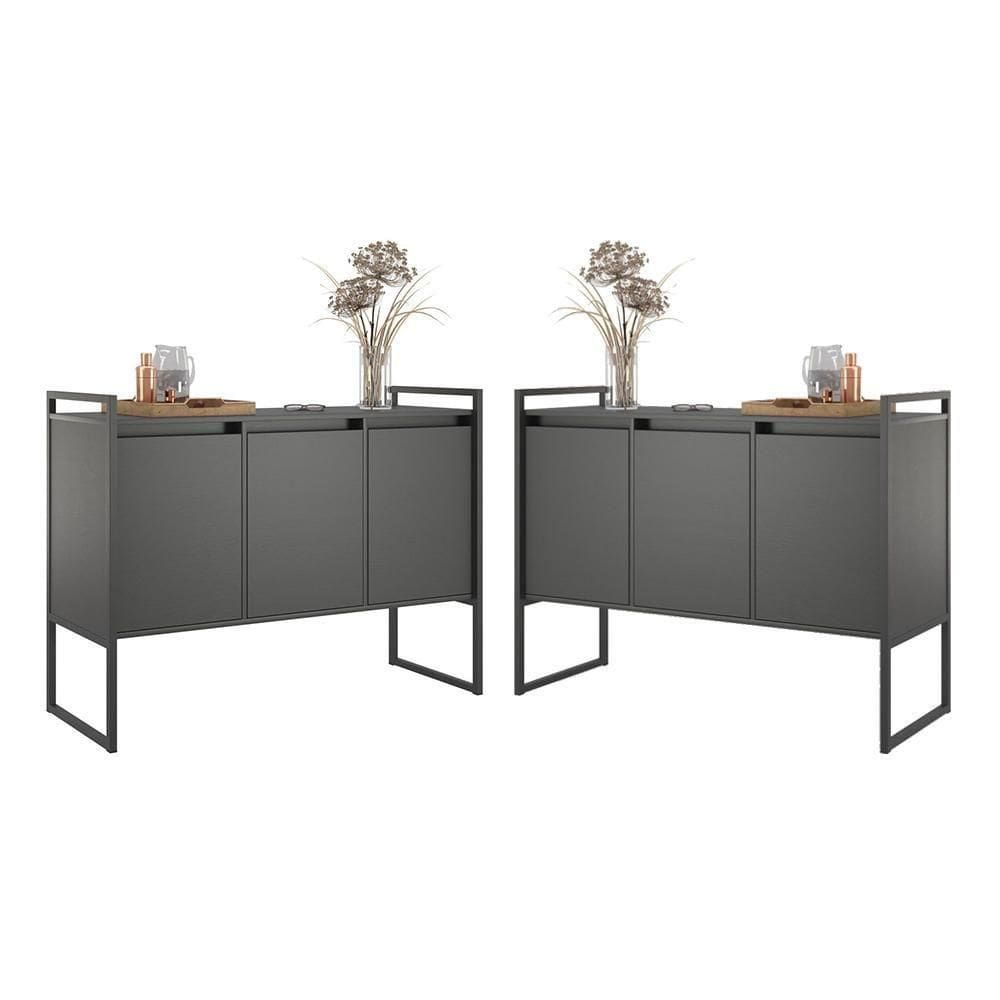 Buffet 3 pts Rouxe Conj2 Unidades - Preto Preto