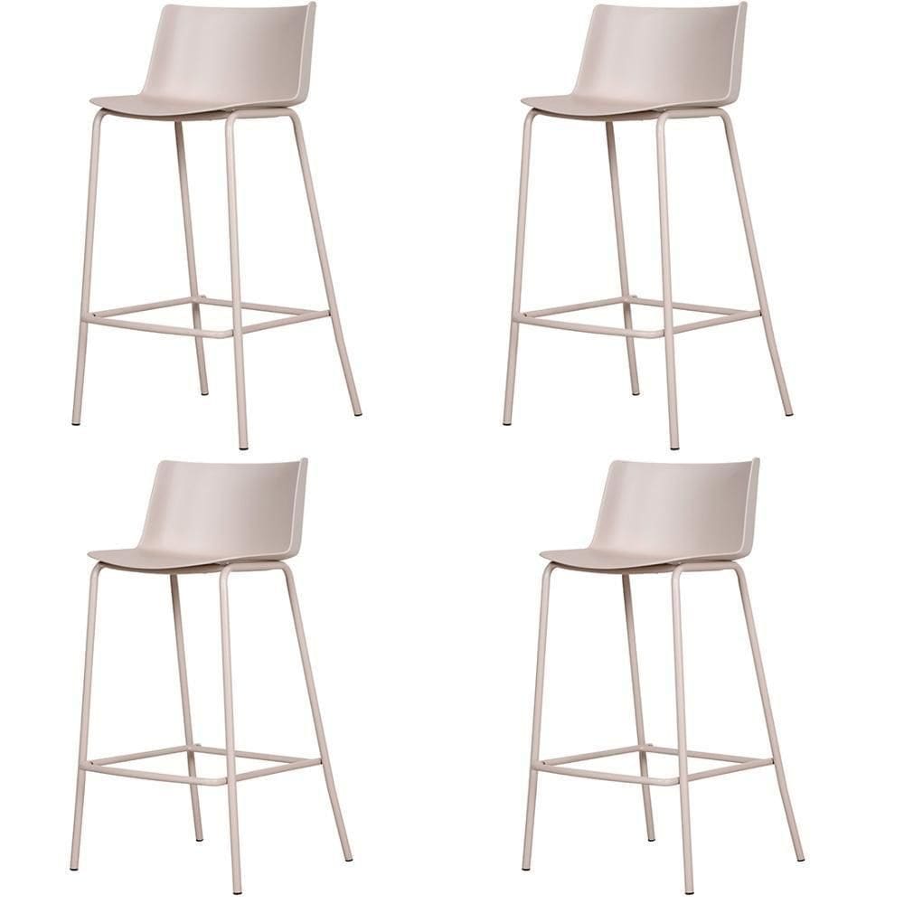 Kit 4 Banquetas Ipanema Alta Fratini 96 Cm (altura) Em Poliuretano (pu) Base Em Aço Nude