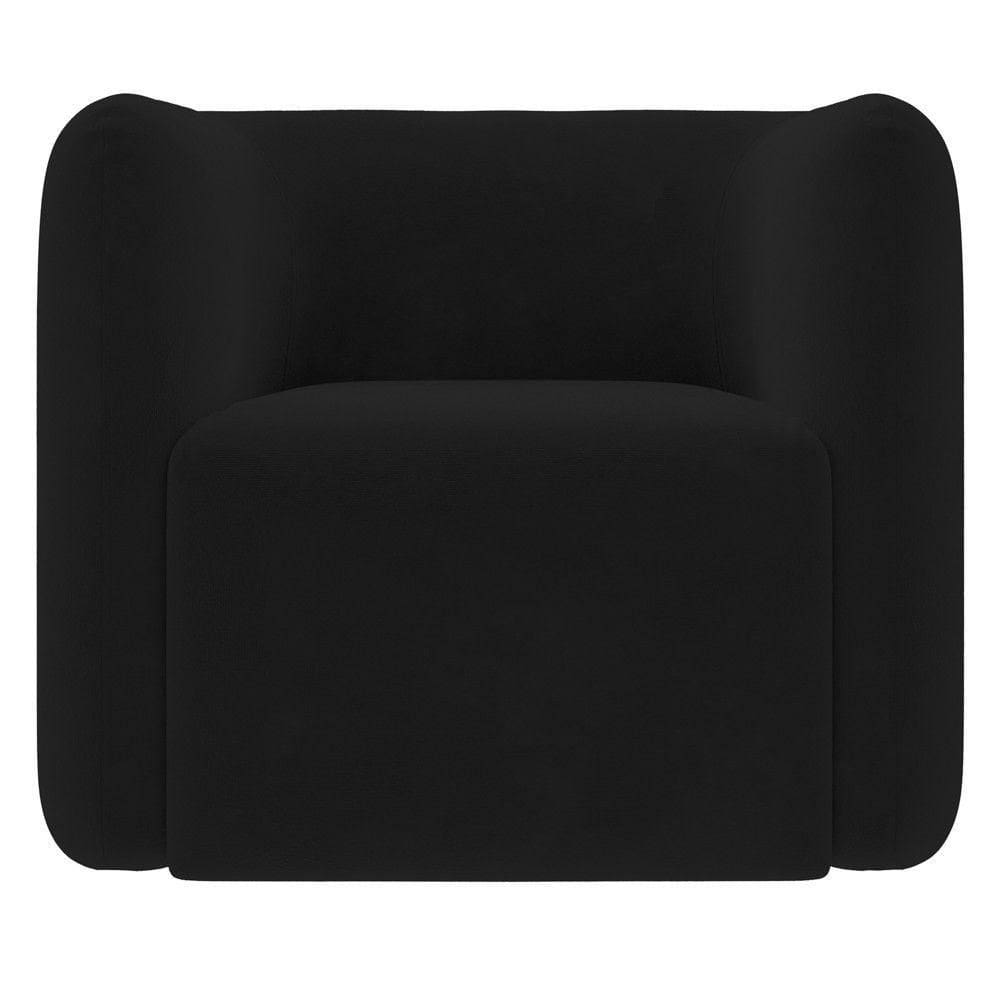 Poltrona Para Sala De Estar Decorativa Quadrada Maggie K04 Veludo Preto - Mpozenato