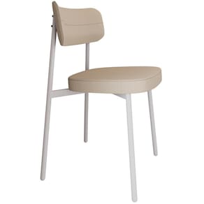 Cadeira Estofada Para Sala De Jantar Astrid Branco C01 Linho Areia - Lyam Decor