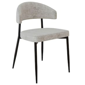Cadeira Estofada Para Sala De Jantar Serena Preto C01 Linho Lautrec Off White - Lyam Decor