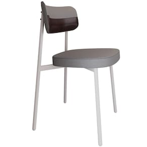 Cadeira Estofada Para Sala De Jantar Astrid Branco C01 Linho Cinza Courino Café - Lyam Decor