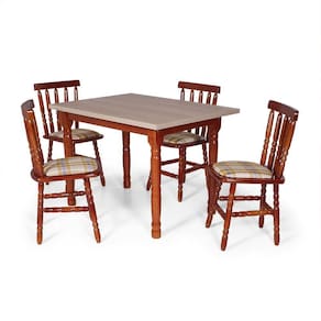 Conj Jantar 110x80cm Mel + 4 Cadeiras Em Madeira Mônaco