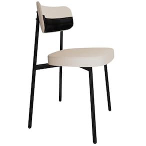Cadeira Estofada Para Sala De Jantar Astrid Preto C01 Linho Palha Courino Preto - Lyam Decor