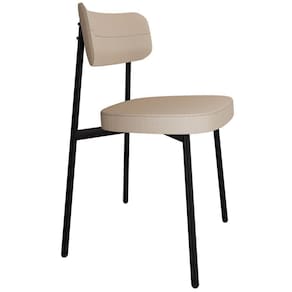 Cadeira Estofada Para Sala De Jantar Astrid Preto C01 Linho Areia - Lyam Decor