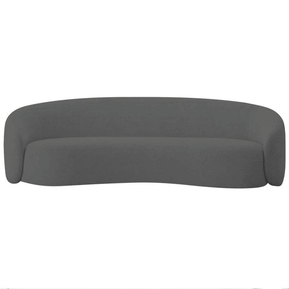 Kit Sofá 3 Lugares 180cm E 2 Poltronas Orgânica Luxo Recepção Amore Linho - Doce Sonho Móveis Cor Cinza Escuro