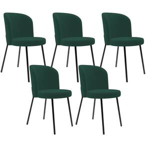 Kit 5 Cadeiras Sala De Jantar Estofada Gavi L02 Suede Verde Musgo - Lyam Decor