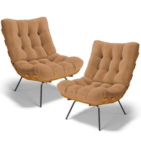Kit 2 Poltronas Decorativas Costela L02 Bouclê Mostarda - Lyam Decor