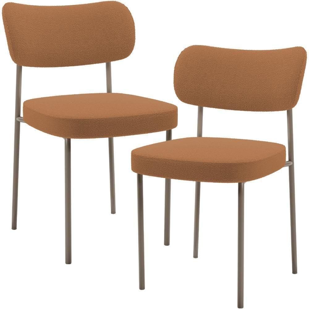 Kit 02 Cadeiras Para Sala De Jantar Melina Base Arena L02 Bouclê Terracota - Lyam Decor