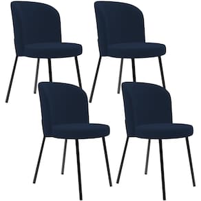 Kit 4 Cadeiras Sala De Jantar Estofada Gavi L02 Suede Azul Marinho - Lyam Decor