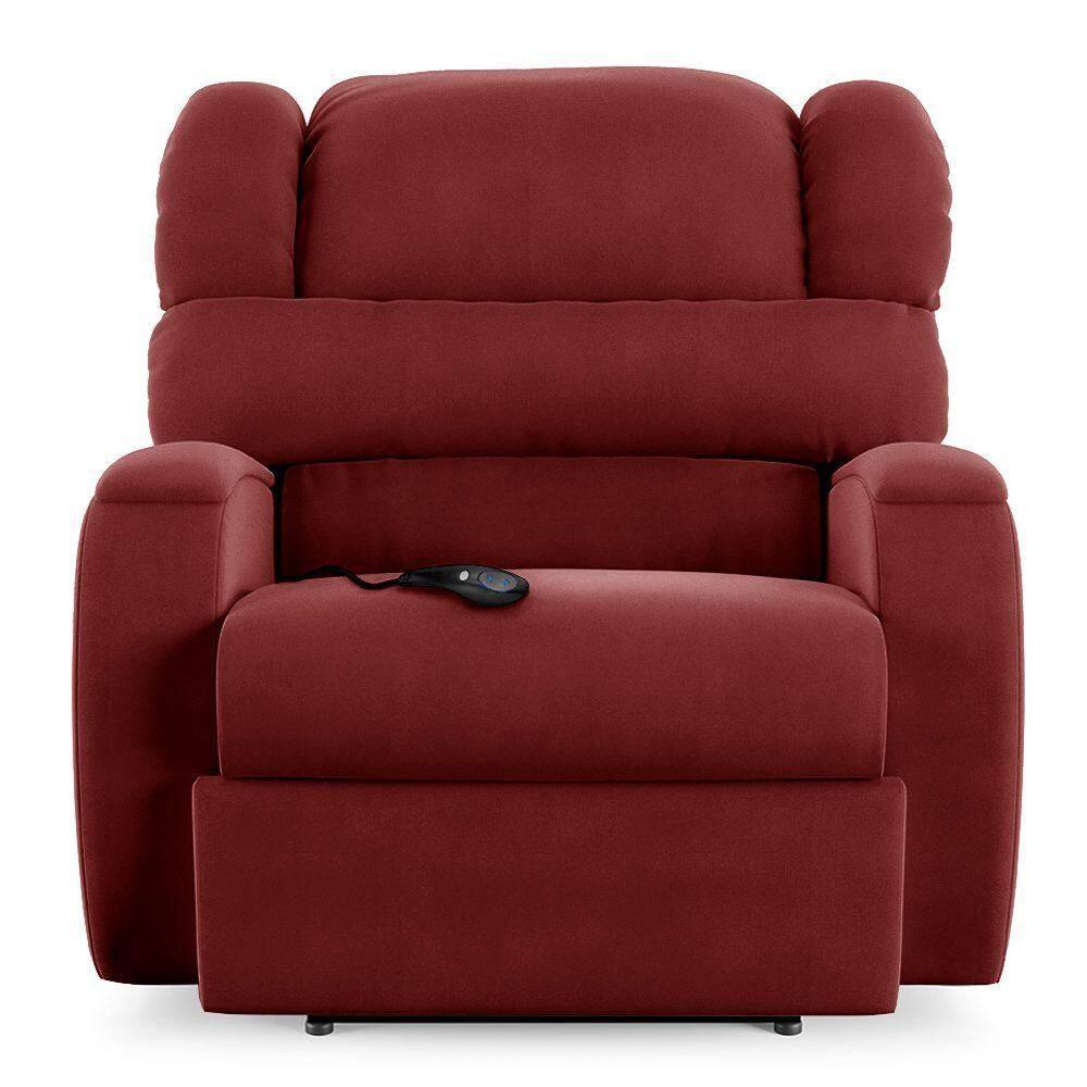 Poltrona Do Papai Reclinável Kalie Controle Power Elétrico Fh9 Veludo Vermelho - Mpozenato