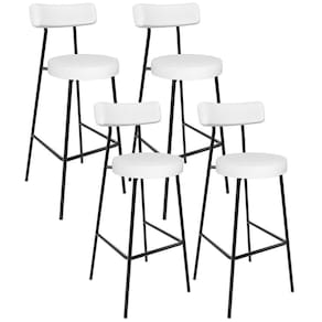 Kit 04 Banquetas Altas Bar Cozinha Sala De Jantar Estrutura Em Aço Milão L02 Facto Branco - Lyam Decor