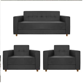 Kit Sofá 2 Lugares E 2 Poltronas Denver Linho Cinza Escuro