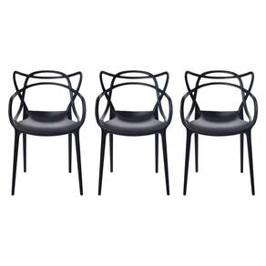 Kit Com 3 Cadeira Allegra Masters Polipropileno Preta