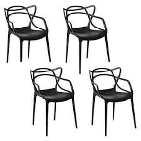 Kit Com 4 Cadeira Allegra Masters Polipropileno Preta