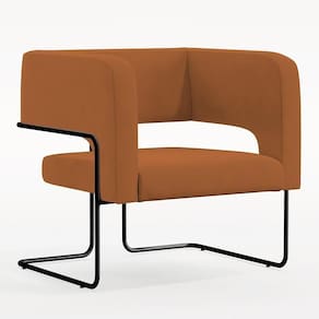 Poltrona Base De Aço Preto Veludo Telha C-262
