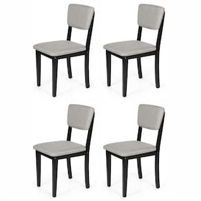 Conjunto 4 Cadeiras De Jantar Estofada Em Madeira Maciça Ella Preto/cinza Claro