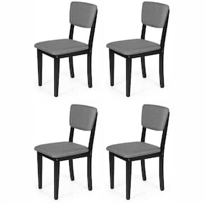 Conjunto 4 Cadeiras De Jantar Estofada Em Madeira Maciça Ella Preto/cinza Escuro