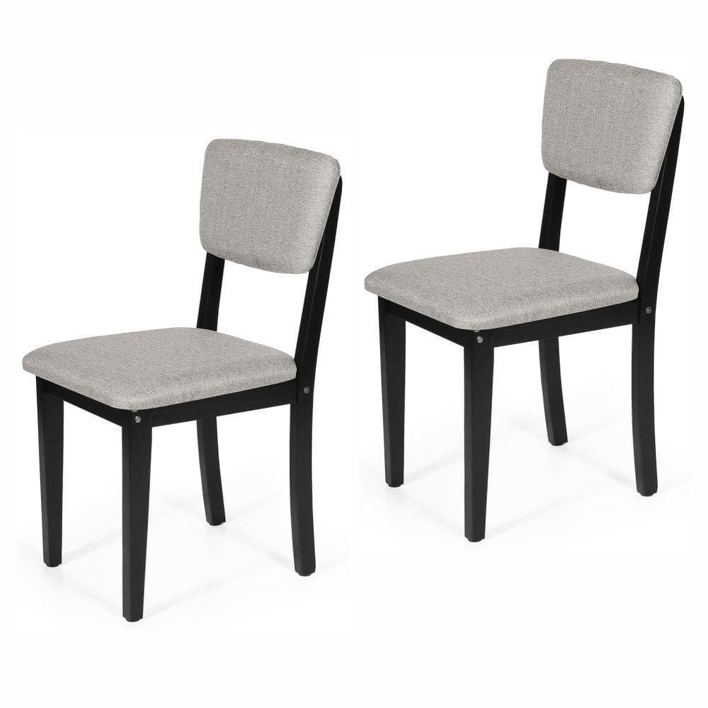 Conjunto 2 Cadeiras De Jantar Estofada Em Madeira Maciça Ella Preto/cinza Claro