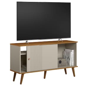 Rack Bancada De Tv 50 Polegadas Rebu L06 Nature/off White - Mpozenato