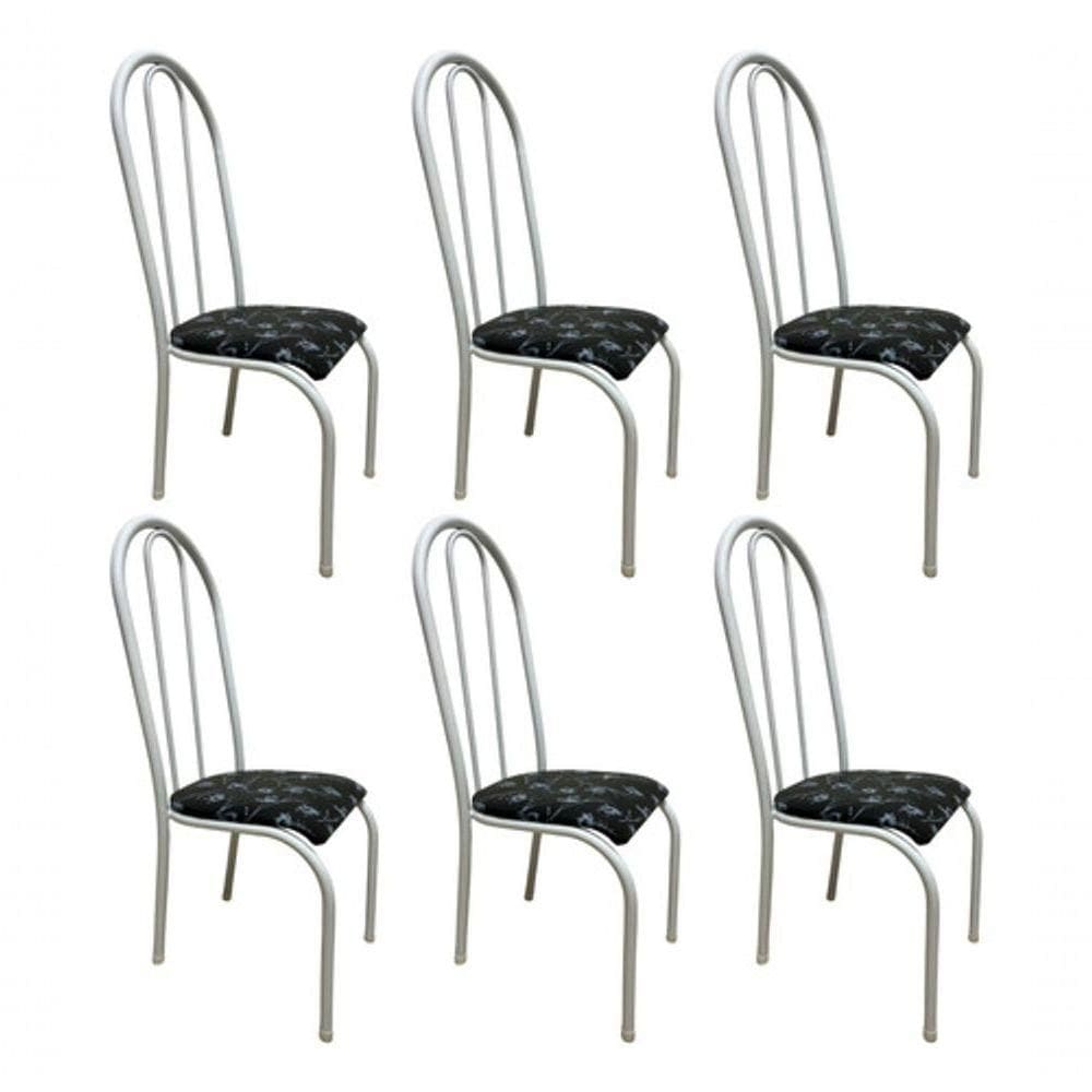 Kit 6 Cadeira Sala Jantar Aço Tubolar Cozinha Corino Junco