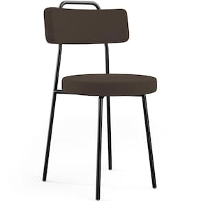 Cadeira Decorativa Estofada Para Sala De Jantar Barcelona L02 Suede Marrom