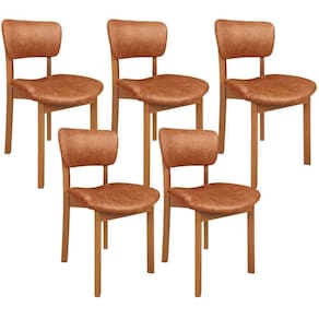 Kit 05 Cadeiras Para Sala De Jantar Cozinha Living Estofada Dara L02 Couríssimo Camel - Lyam Decor