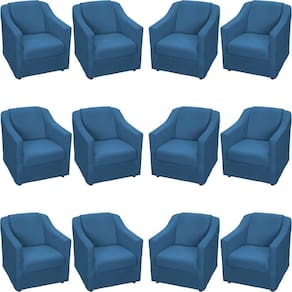 Kit 12 Poltronas Mila Pé De Plástico Cromado - Azul-marinho Suede