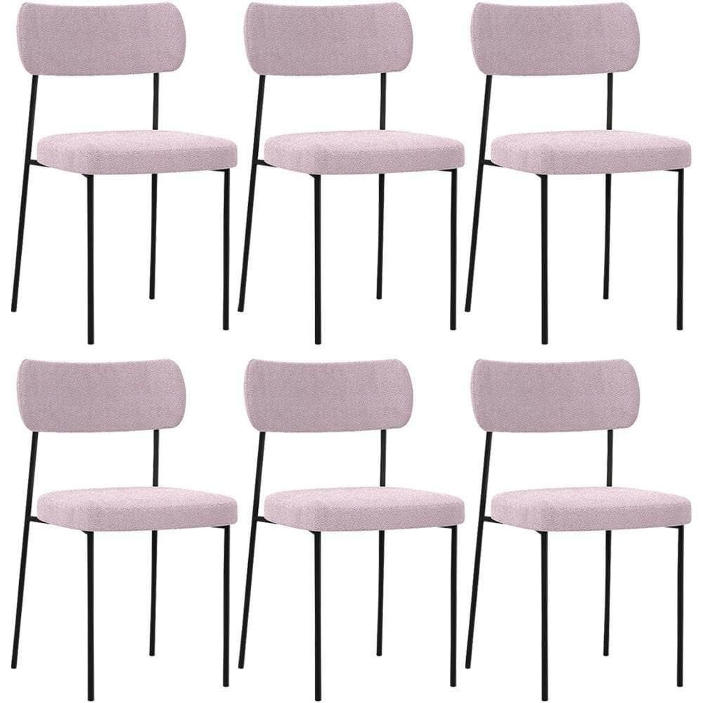 Kit 06 Cadeiras Estofadas Para Sala De Jantar Bouclê Rosê