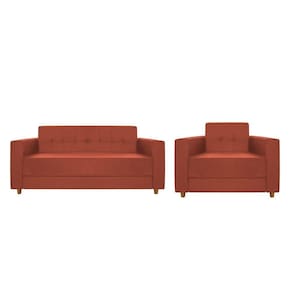 Kit Sofá 2 Lugares E Poltrona Denver Suede - Cor Terracota