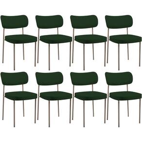 Kit 08 Cadeiras Estofadas Para Sala De Jantar Melina Base Arena L02 Suede Verde Musgo - Lyam Decor