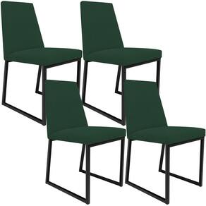 Kit 04 Cadeiras Para Sala Jantar L02 Suede Verde Musgo