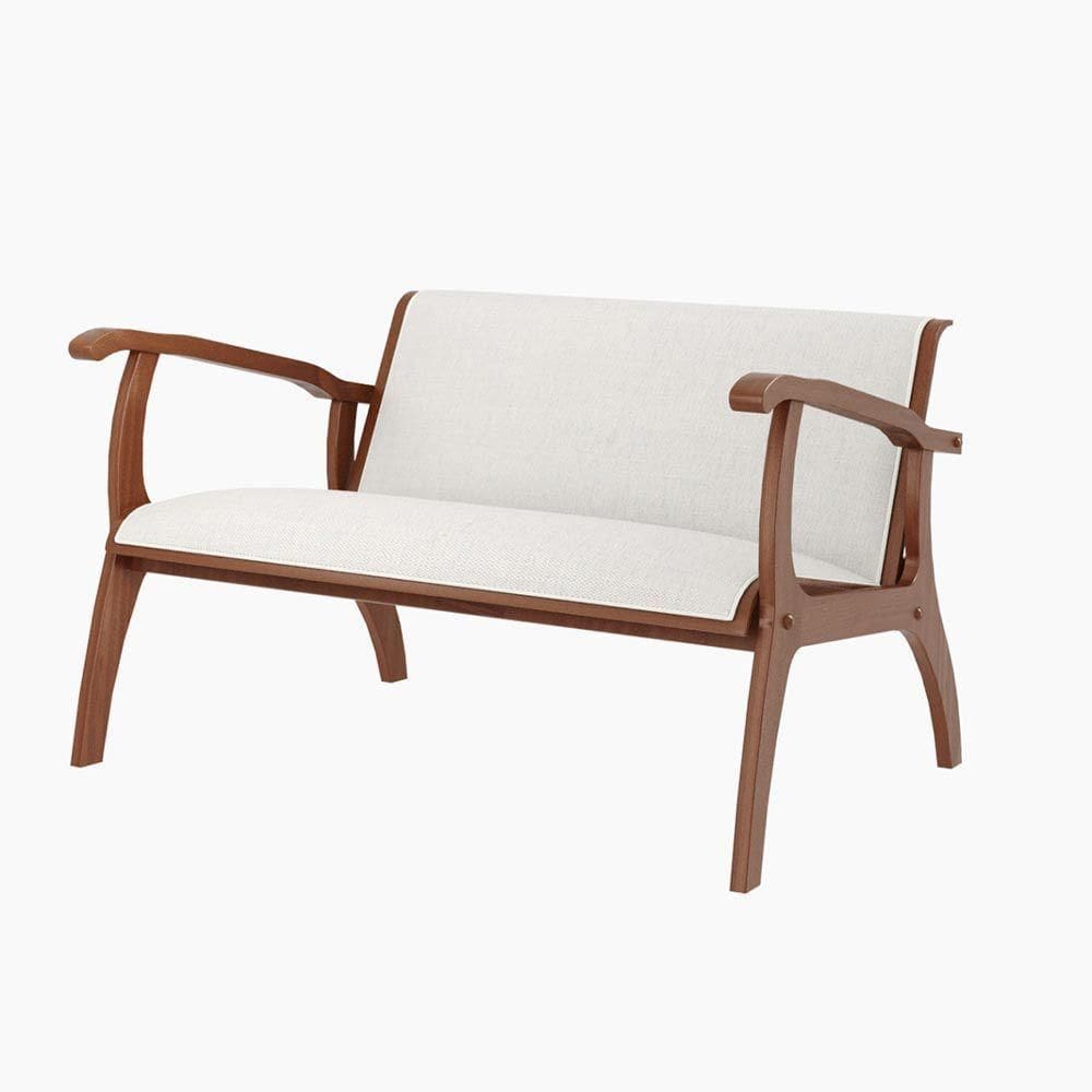 Poltrona Namoradeira Pedri Linho Off White/imbuia