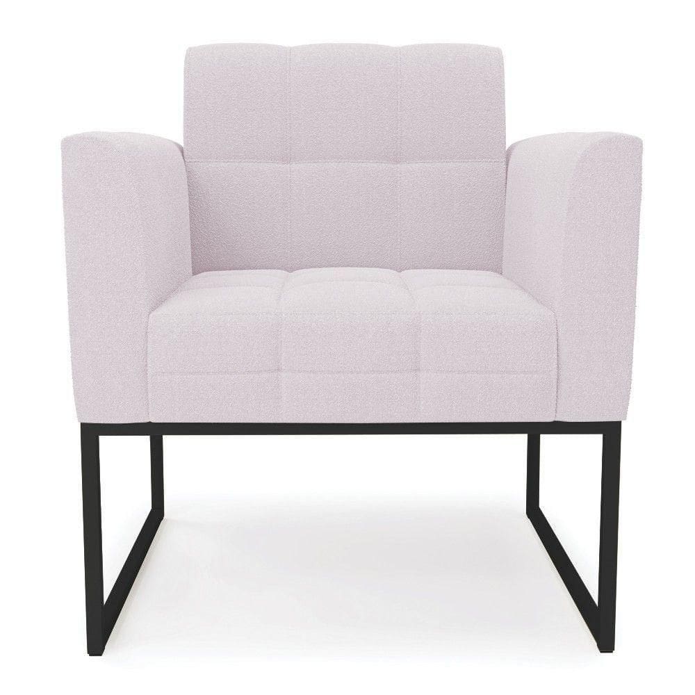 Poltrona Para Sala Base Industrial Preto Ana Bouclé Rosê - Ibiza