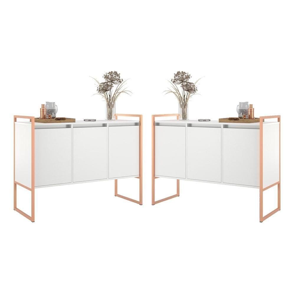 Buffet 3 pts Rouxe Conj2 Unidades - Branco Cobre Branco Cobre