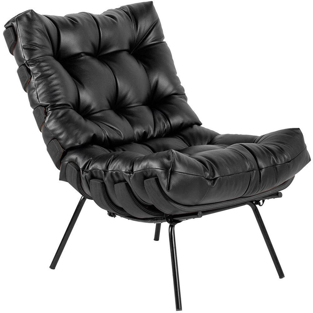 Poltrona Costela Preto L04 Couro Preto
