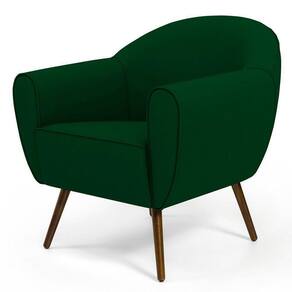 Poltrona Com Pés Palito Nina Veludo Verde Liso C-303
