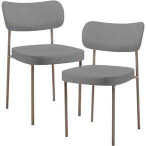 Kit 02 Cadeiras Para Sala De Jantar Melina Base Arena L02 Linho Cinza Escuro - Lyam Decor