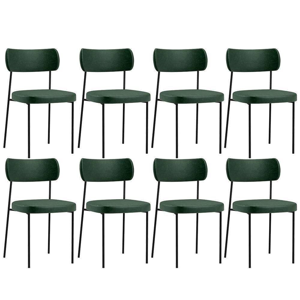 Kit 08 Cadeiras Estofada Para Couríssimo Verde Musgo