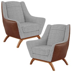 Kit 2 Poltronas Base Em Madeira Marrom B-38 Pied Poule